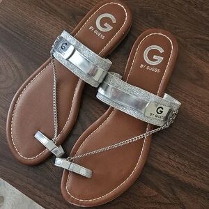 Guess Silver Chain Strap Sandals